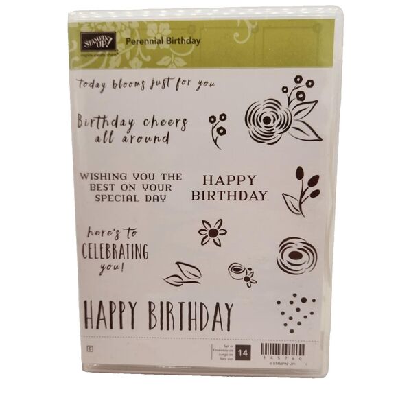 Stampin Up Perennial Birthday Cling Stamp Set Unmounted Phrases for Cardmaking - Picture 1 of 4